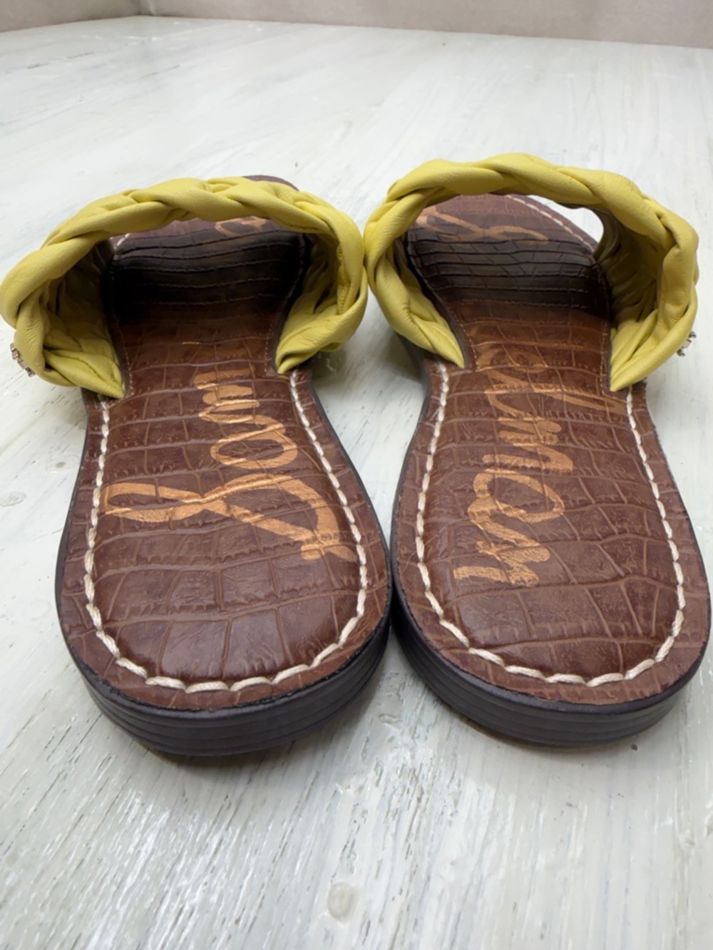 Sam Edelman Griffin Braided Woven Slide Sandals in Butter Yellow Sz 6.5 - Picture 3 of 11